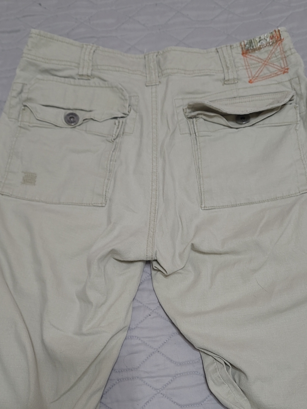 ⭐️ Point Zero Casual Light Beige Wide Leg Utility Cargo Linen/Cotton Pants Sz 30 - Picture 8 of 11